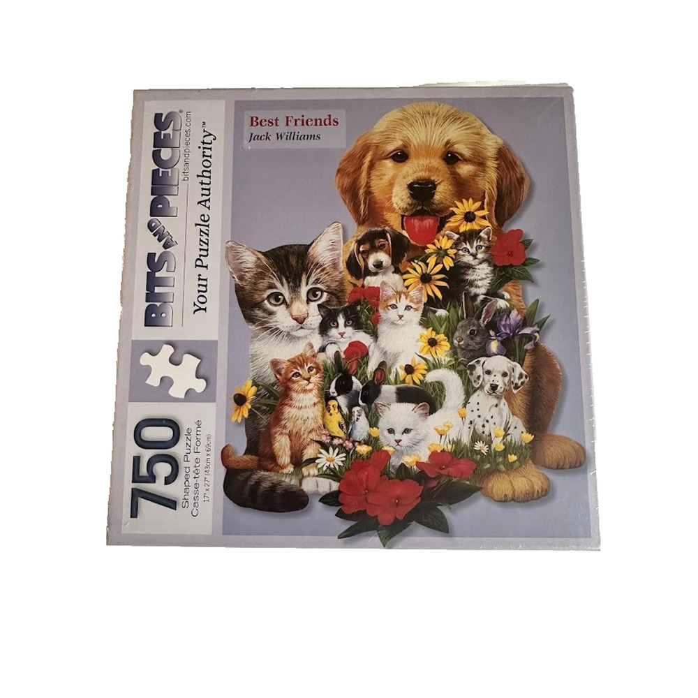 Jack Williams Bits & Pieces BEST FRIENDS 750 Pieces Shaped Puzzle Puppy Kitty